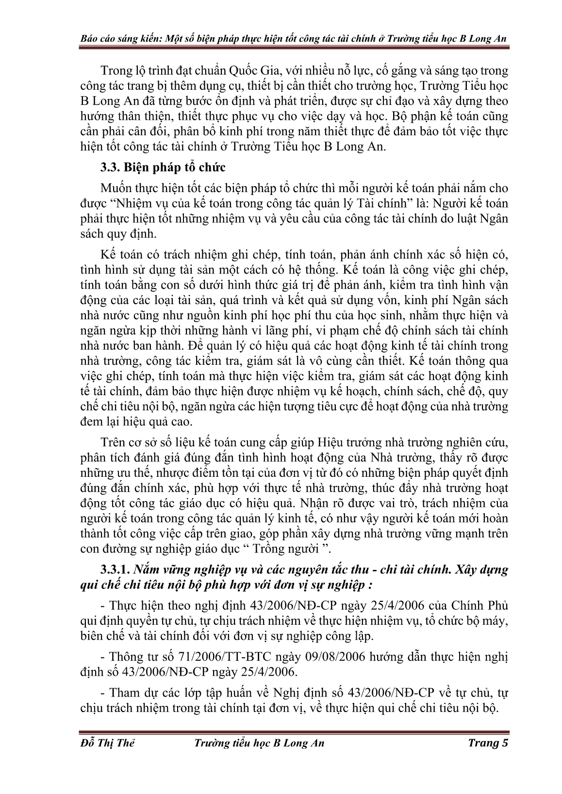 Sáng kiến kinh nghiệm Một số biện pháp thực hiện tốt công tác tài chính ở Trường Tiểu học B Long An trang 5