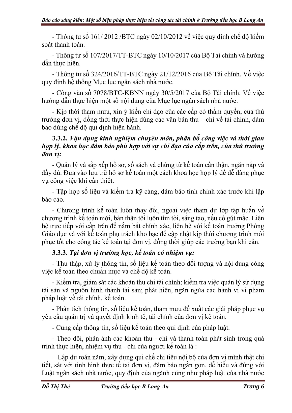 Sáng kiến kinh nghiệm Một số biện pháp thực hiện tốt công tác tài chính ở Trường Tiểu học B Long An trang 6