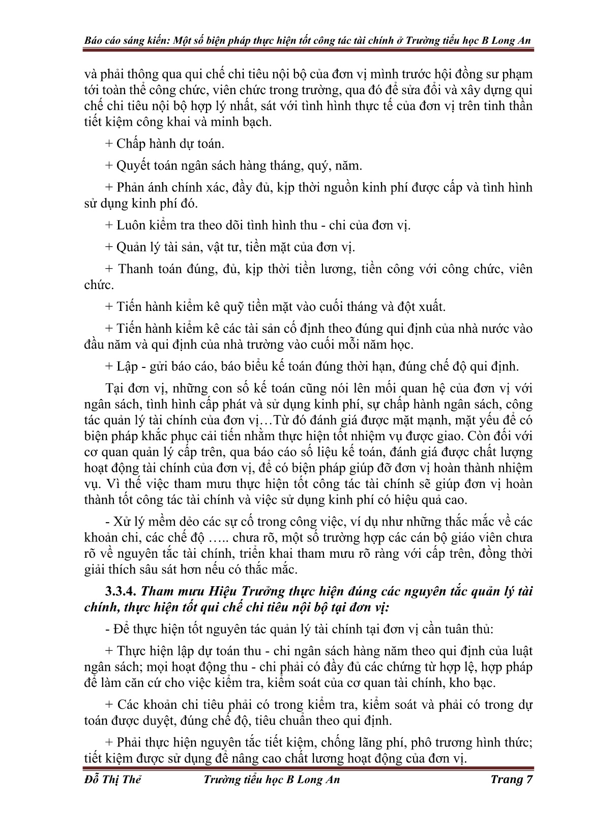 Sáng kiến kinh nghiệm Một số biện pháp thực hiện tốt công tác tài chính ở Trường Tiểu học B Long An trang 7