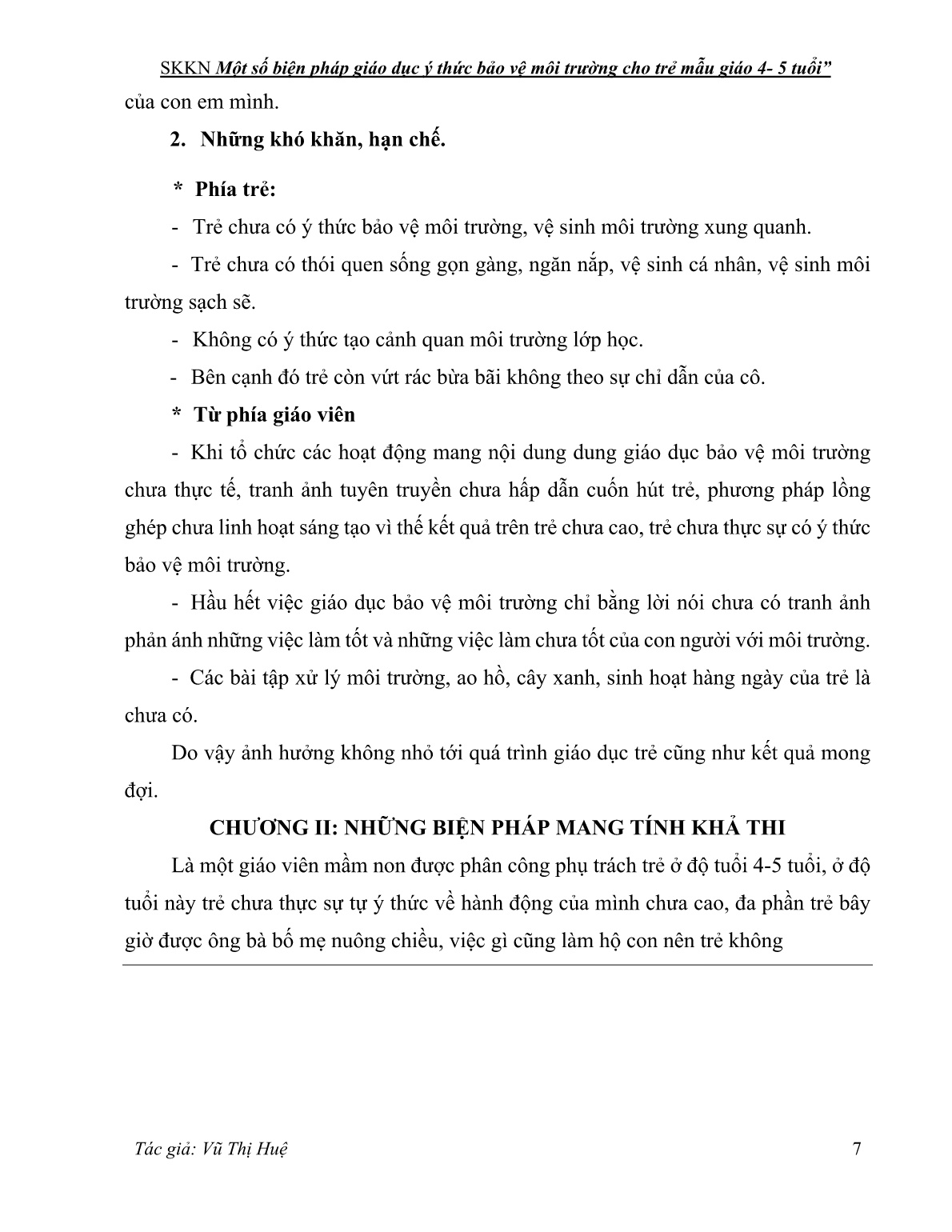 Sáng kiến kinh nghiệm Một số biện pháp giáo dục ý thức bảo vệ môi trường cho trẻ mẫu giáo 4- 5 tuổi trang 7