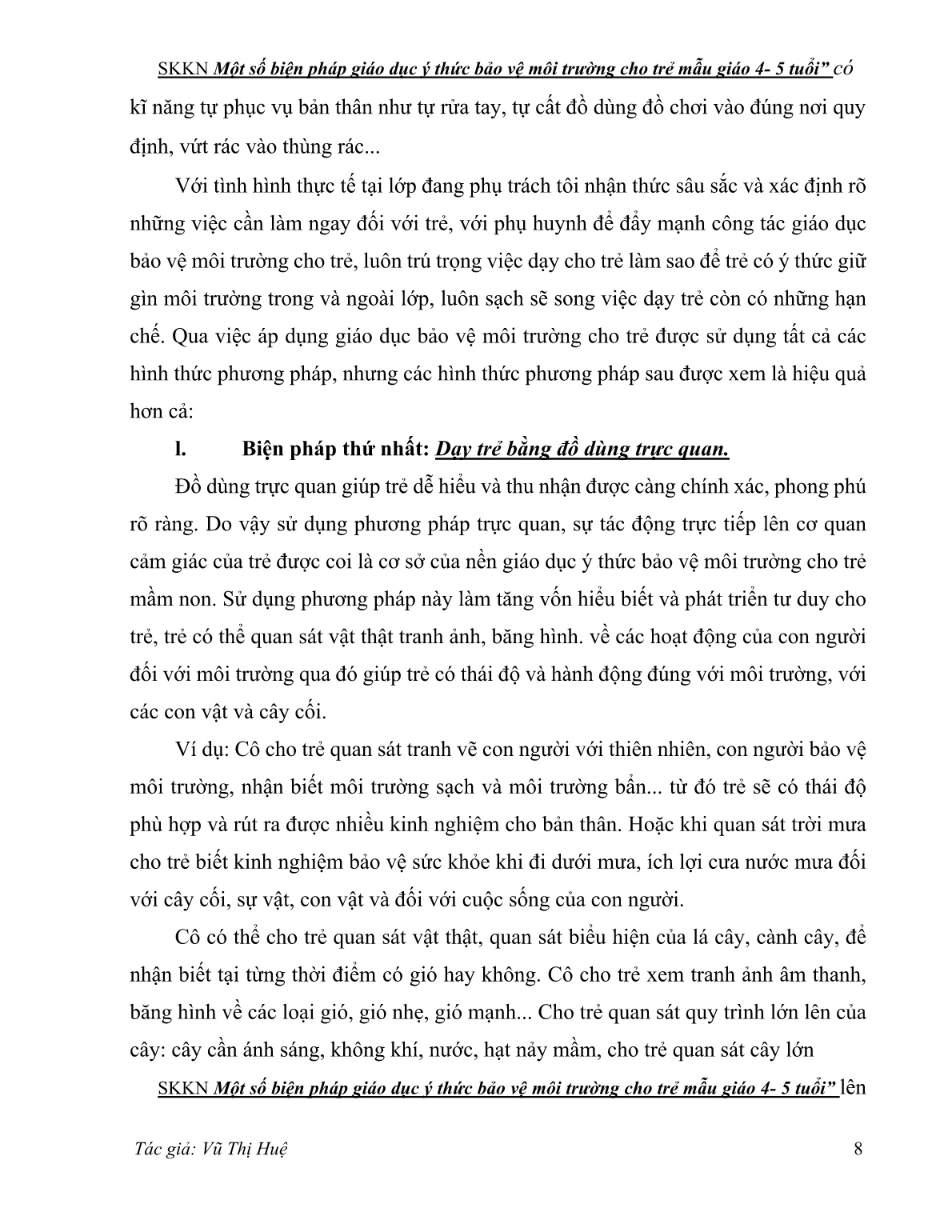 Sáng kiến kinh nghiệm Một số biện pháp giáo dục ý thức bảo vệ môi trường cho trẻ mẫu giáo 4- 5 tuổi trang 8