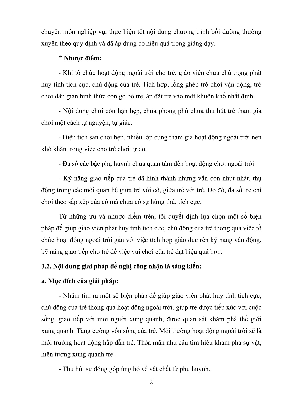 SKKN Một số biện pháp giúp giáo viên phát huy tính tích cực, chủ động của trẻ thông qua hoạt động ngoài trời trang 2