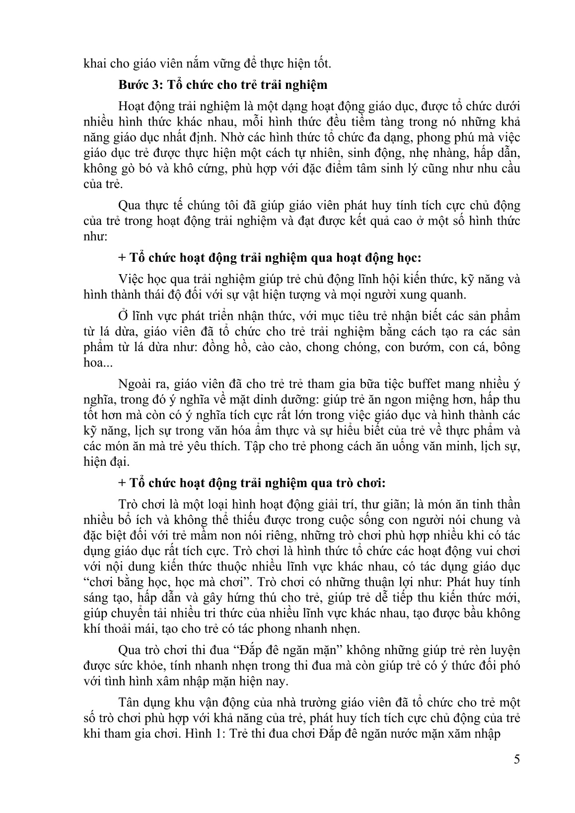 Sáng kiến kinh nghiệm Một số biện pháp giúp giáo viên phát huy tính tích cực, chủ động của trẻ thông qua hoạt động trải nghiệm trang 5