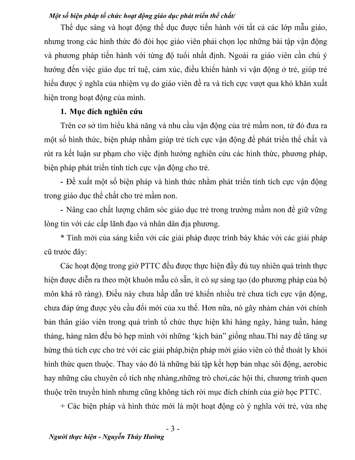 Sáng kiến kinh nghiệm Một số biện pháp tổ chức hoạt động giáo dục thể chất cho trẻ mẫu giáo nhỡ trang 3