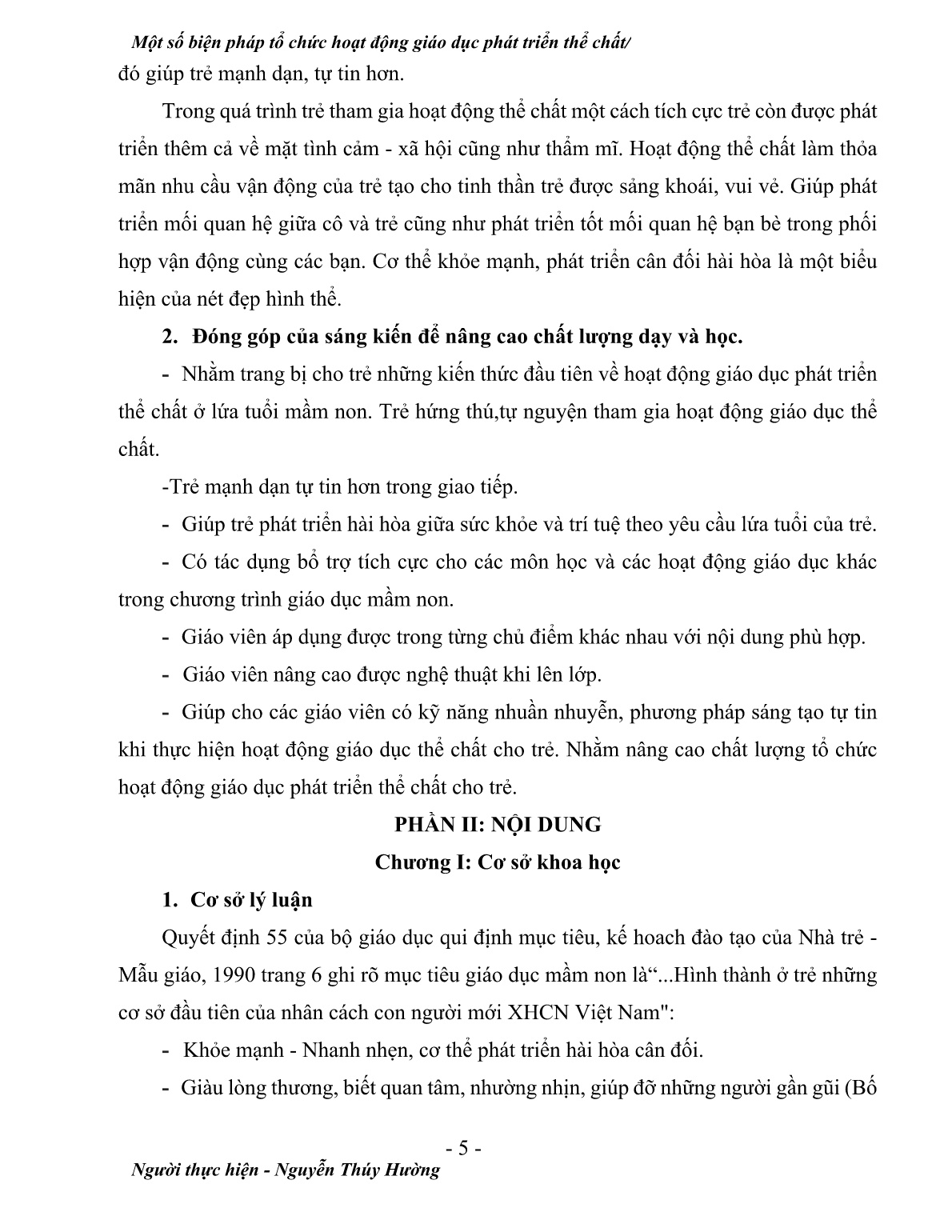 Sáng kiến kinh nghiệm Một số biện pháp tổ chức hoạt động giáo dục thể chất cho trẻ mẫu giáo nhỡ trang 5