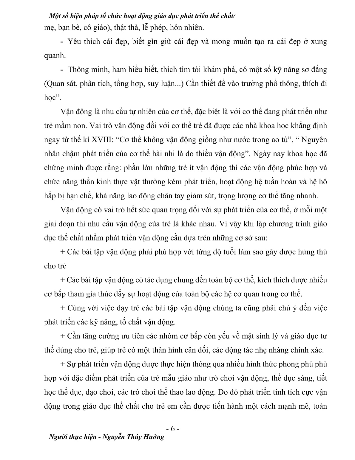 Sáng kiến kinh nghiệm Một số biện pháp tổ chức hoạt động giáo dục thể chất cho trẻ mẫu giáo nhỡ trang 6