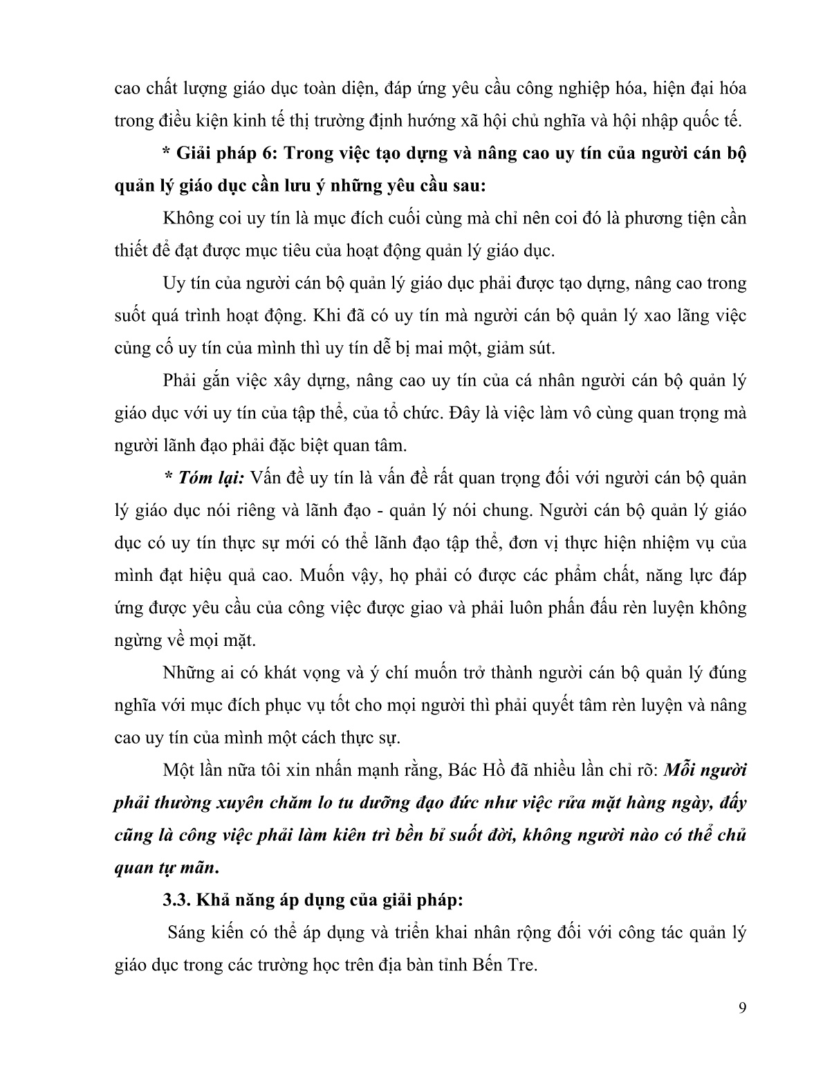 Sáng kiến kinh nghiệm Nâng cao uy tín lãnh đạo của đội ngũ cán bộ quản lý Trường Trung học cơ sở trang 9