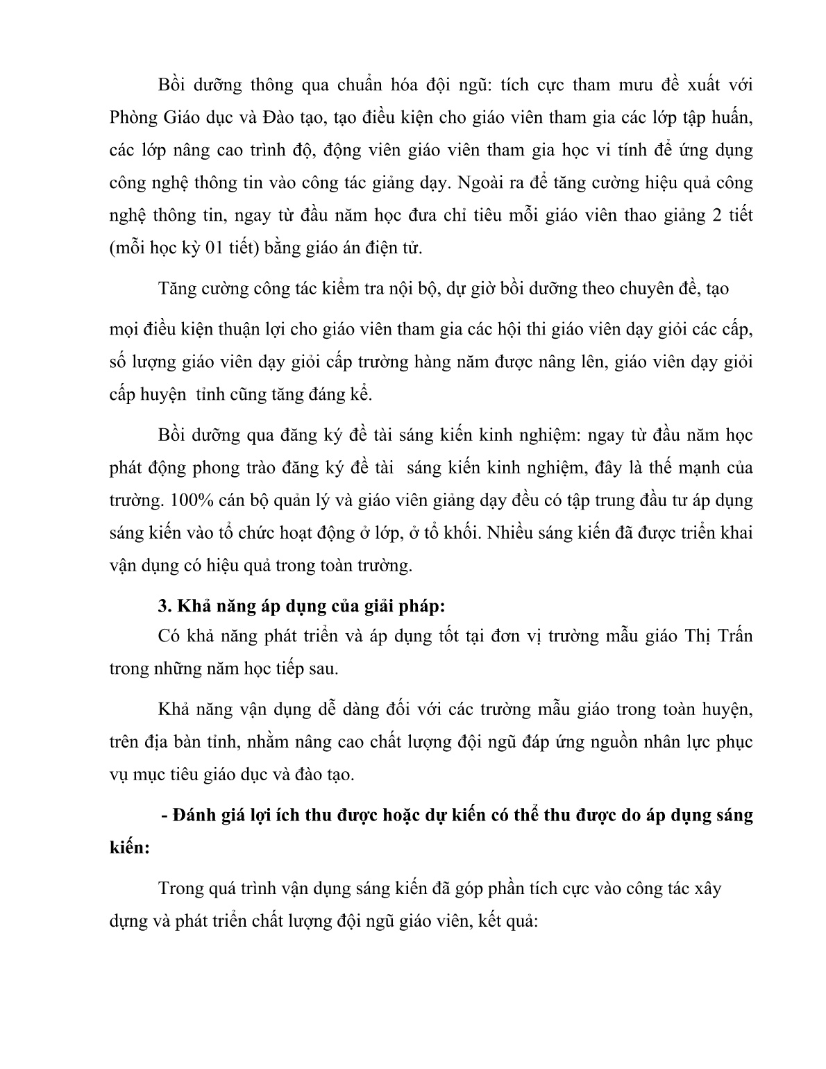 SKKN Công tác nâng cao chất lượng đội ngũ cán bộ quản lý, giáo viên Trường Mẫu giáo thị trấn Ba Tri trang 6