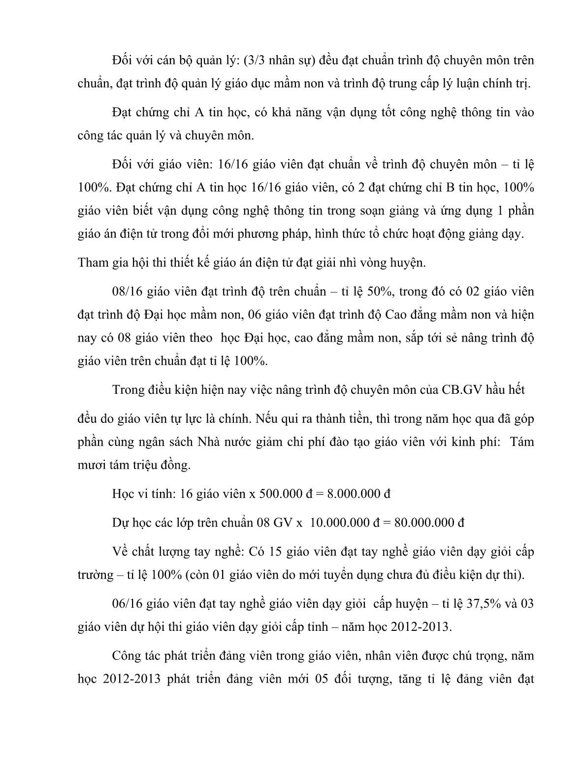 SKKN Công tác nâng cao chất lượng đội ngũ cán bộ quản lý, giáo viên Trường Mẫu giáo thị trấn Ba Tri trang 7