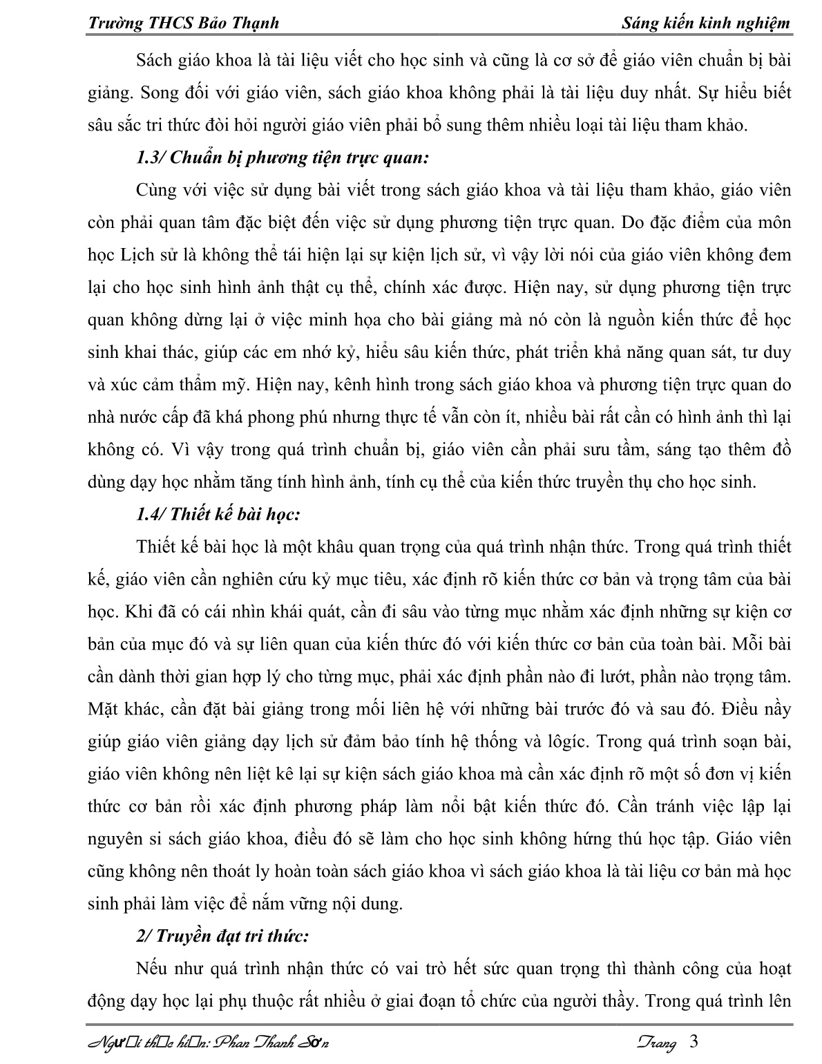 Sáng kiến kinh nghiệm Nâng cao chất lượng soạn giảng môn Lịch sử ở Trường Trung học cơ sở trang 4