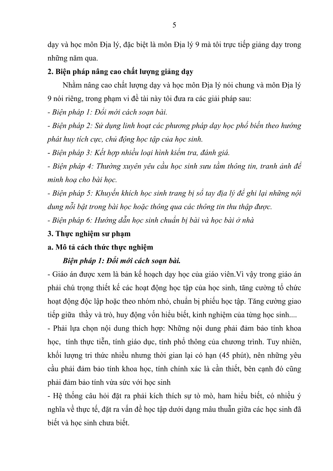 Sáng kiến kinh nghiệm Một số giải pháp thực hiện để nâng cao chất lượng dạy học Địa lý Lớp 9 trang 5