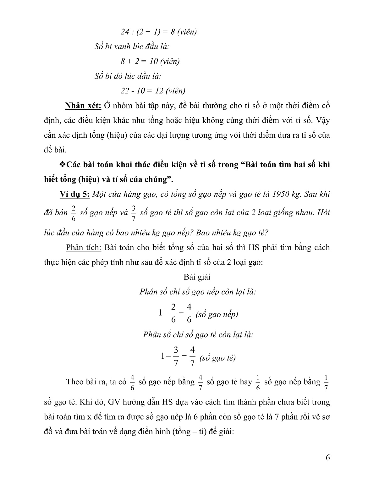 Sáng kiến kinh nghiệm Hướng dẫn học sinh khai thác bài toán tìm hai số khi biết Tổng (Hiệu) và Tỉ số trang 6