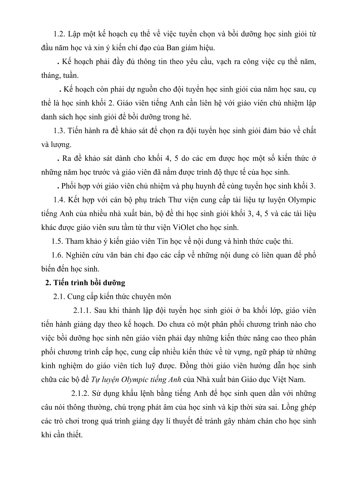 Sáng kiến kinh nghiệm Một vài kinh nghiệm bồi dưỡng học sinh giỏi tiếng Anh cấp Tiểu học trang 3