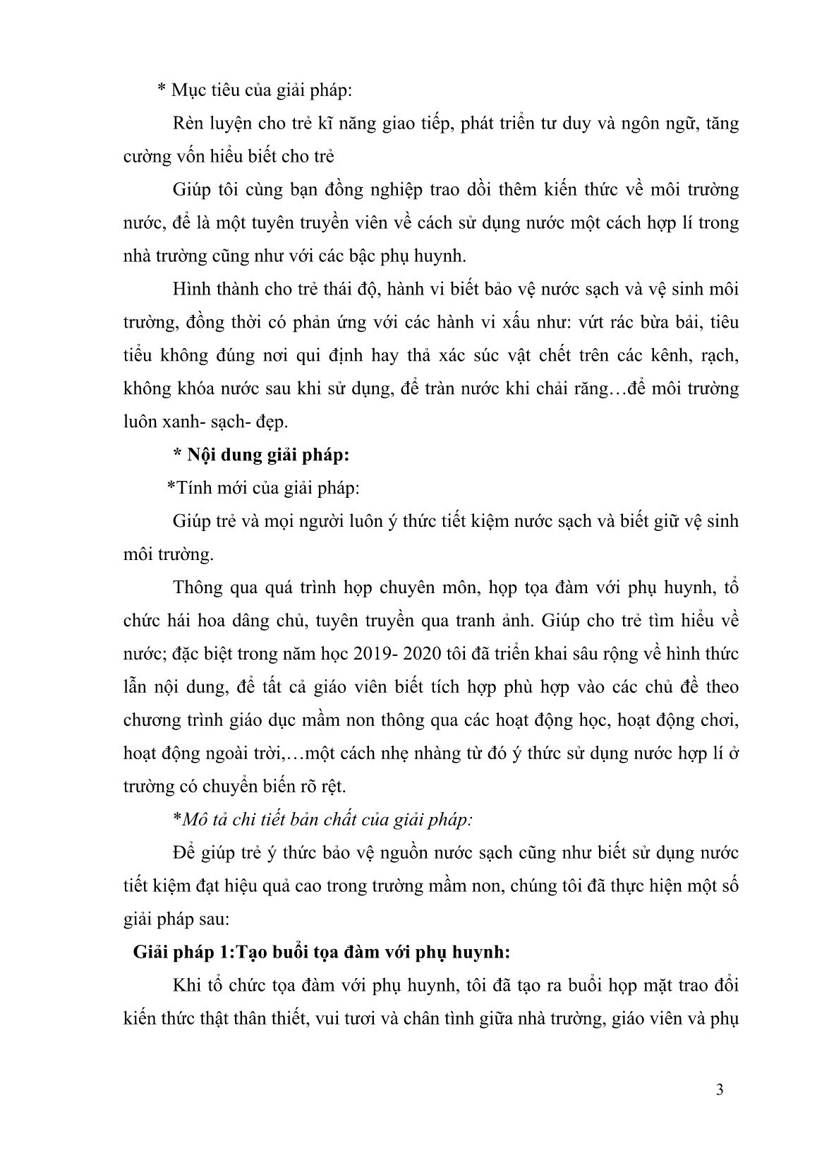 Sáng kiến kinh nghiệm Nâng cao giải pháp dạy trẻ “Bảo vệ nước sạch và tiết kiệm nước” đạt hiệu quả cao trang 3