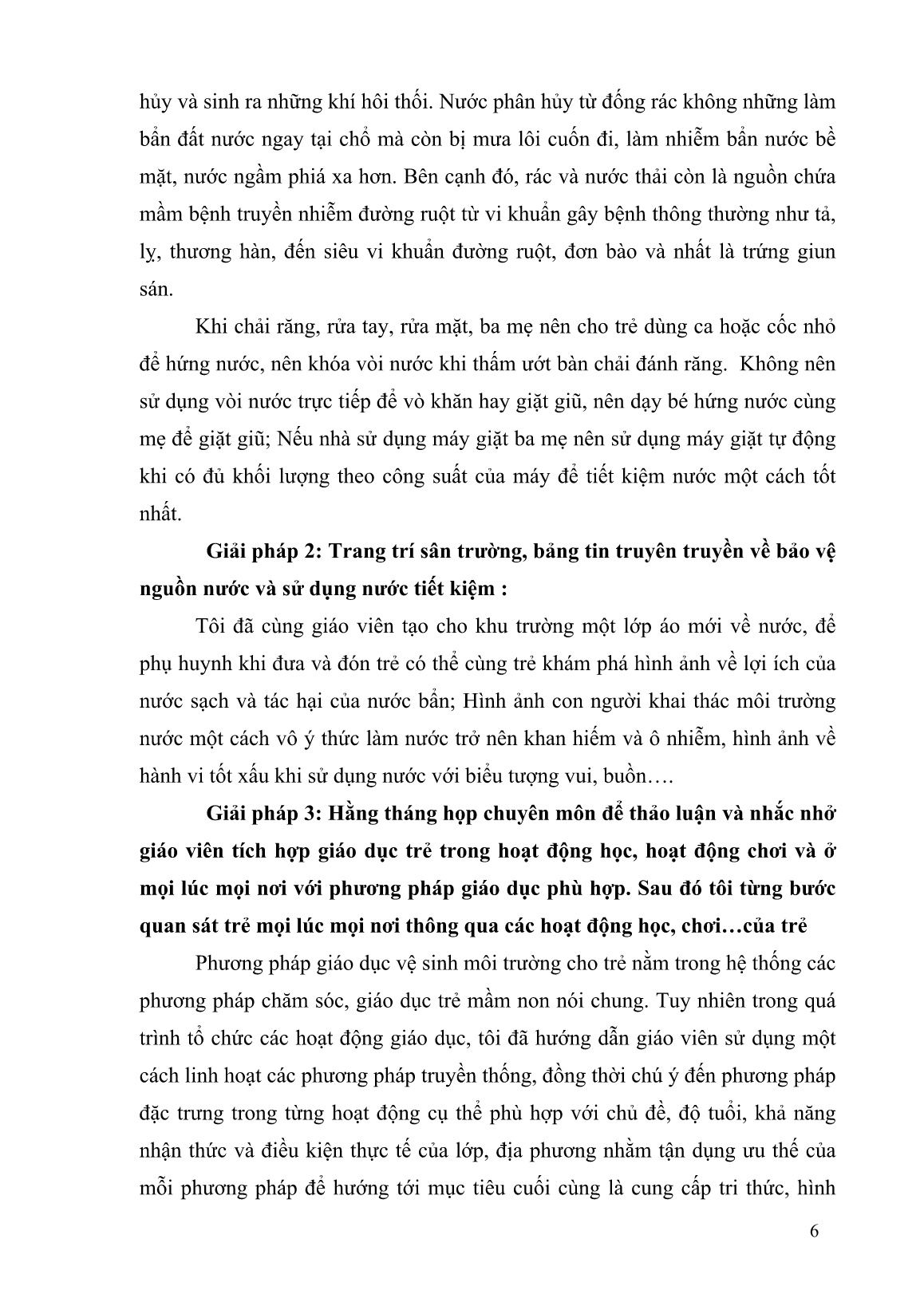 Sáng kiến kinh nghiệm Nâng cao giải pháp dạy trẻ “Bảo vệ nước sạch và tiết kiệm nước” đạt hiệu quả cao trang 6