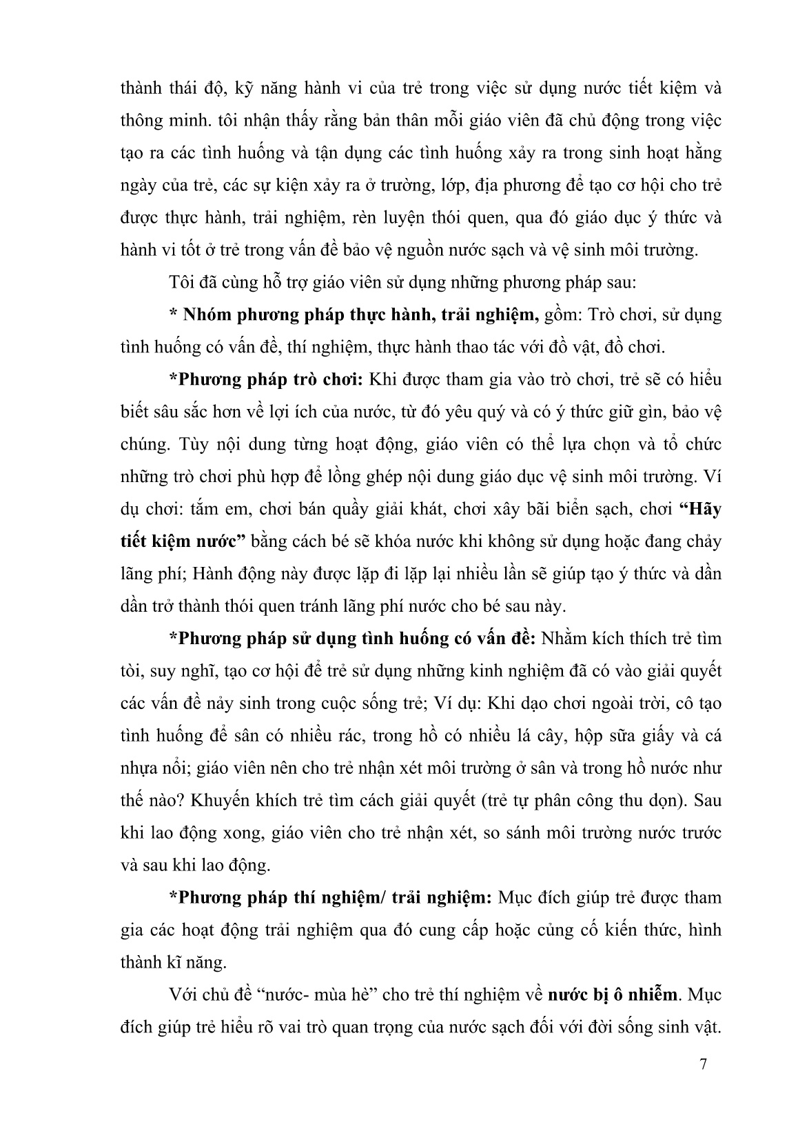 Sáng kiến kinh nghiệm Nâng cao giải pháp dạy trẻ “Bảo vệ nước sạch và tiết kiệm nước” đạt hiệu quả cao trang 7