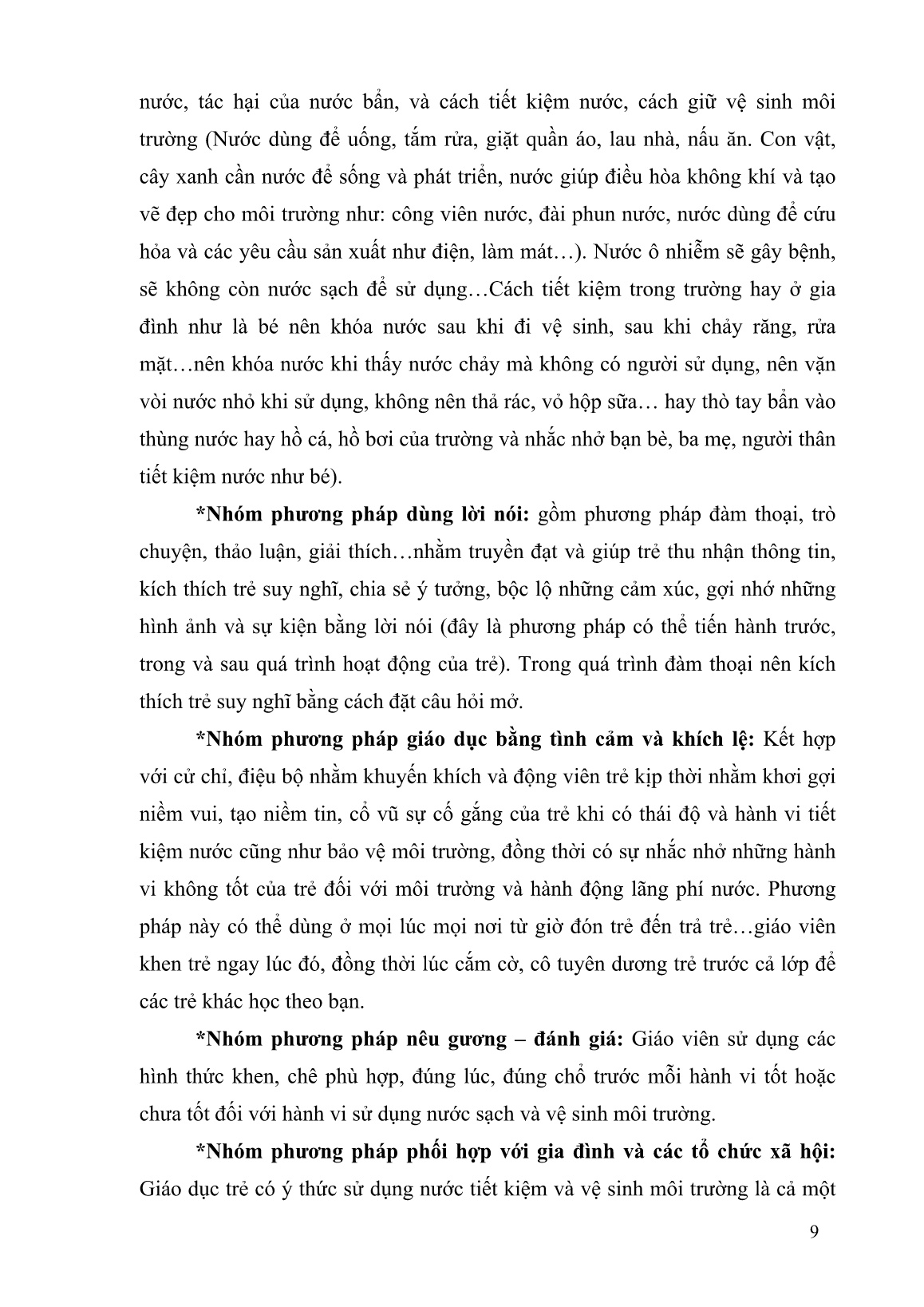 Sáng kiến kinh nghiệm Nâng cao giải pháp dạy trẻ “Bảo vệ nước sạch và tiết kiệm nước” đạt hiệu quả cao trang 9