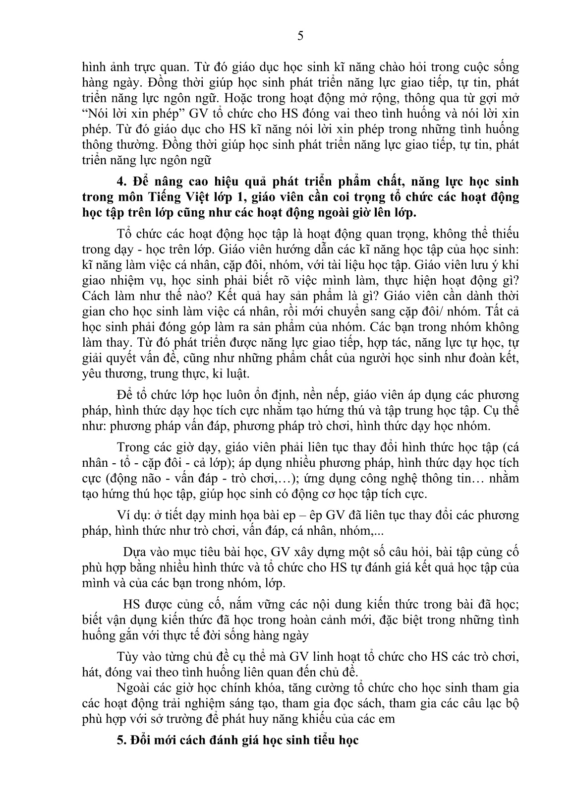 Sáng kiến kinh nghiệm Một số giải pháp dạy học môn Tiếng Việt lớp 1 theo định hướng phát triển năng lực, phẩm chất học sinh Tiểu học trang 5