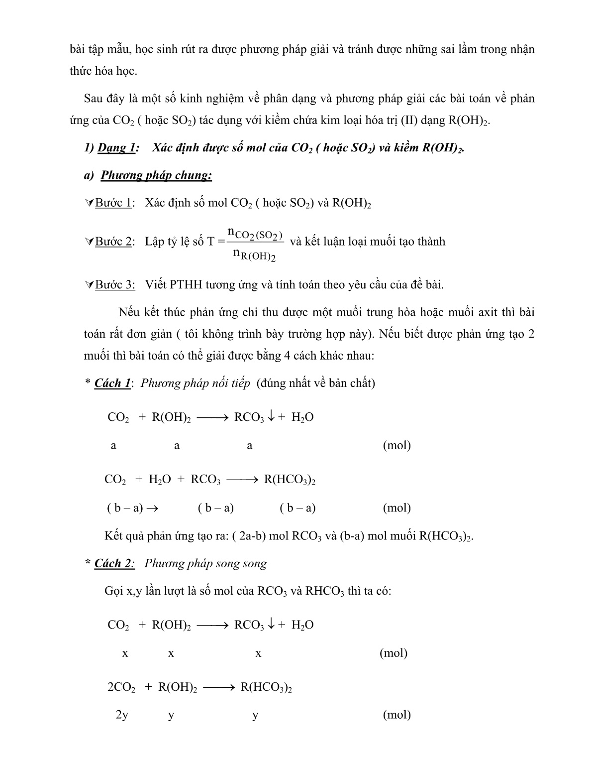 SKKN Phương pháp giải bài toán về CO₂ hoặc SO₂ tác dụng với kiềm có chứa kim loại hóa trị (II) dạng R(OH)₂ trang 4