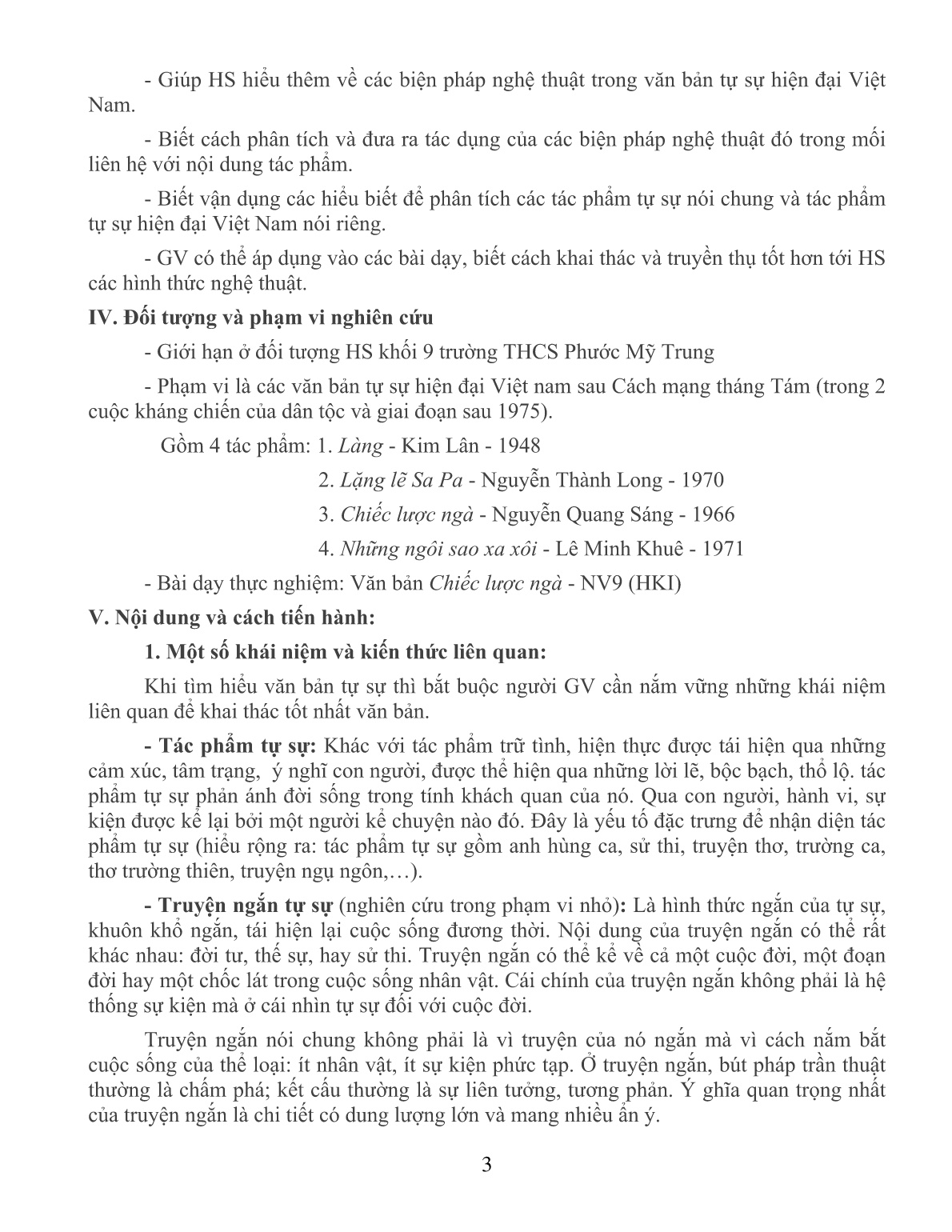 SKKN Tìm hiểu một số biện pháp nghệ thuật trong văn bản tự sự hiện đại Việt Nam trang 3