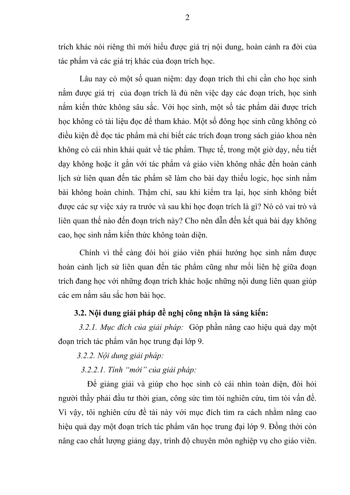 Sáng kiến kinh nghiệm Nâng cao hiệu quả dạy một đoạn trích tác phẩm Văn học Trung đại Lớp 9 trang 2