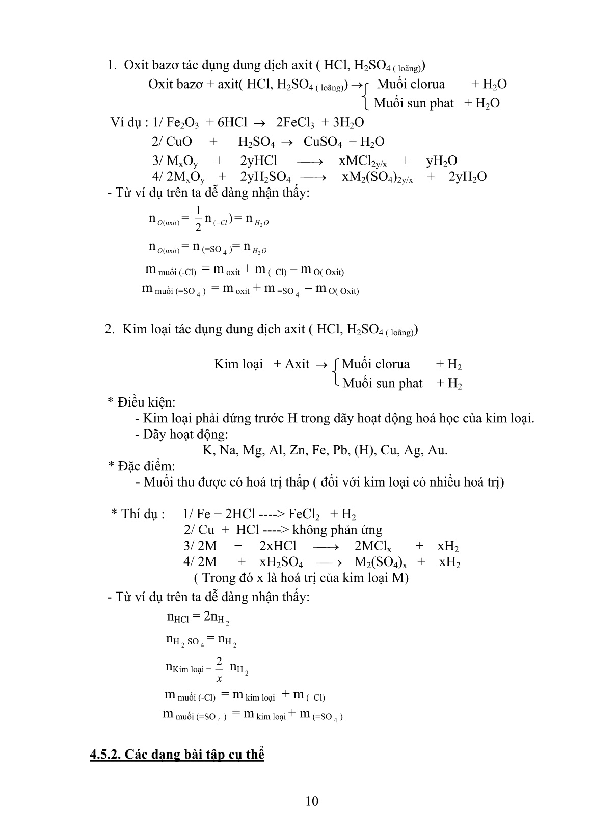 SKKN Xây dựng và phân dạng toán hỗn hợp kim loại, oxit kim loại tác dụng với dung dịch axit HCl hoặc H₂SO₄ loãng - Hóa học 9 THCS trang 10
