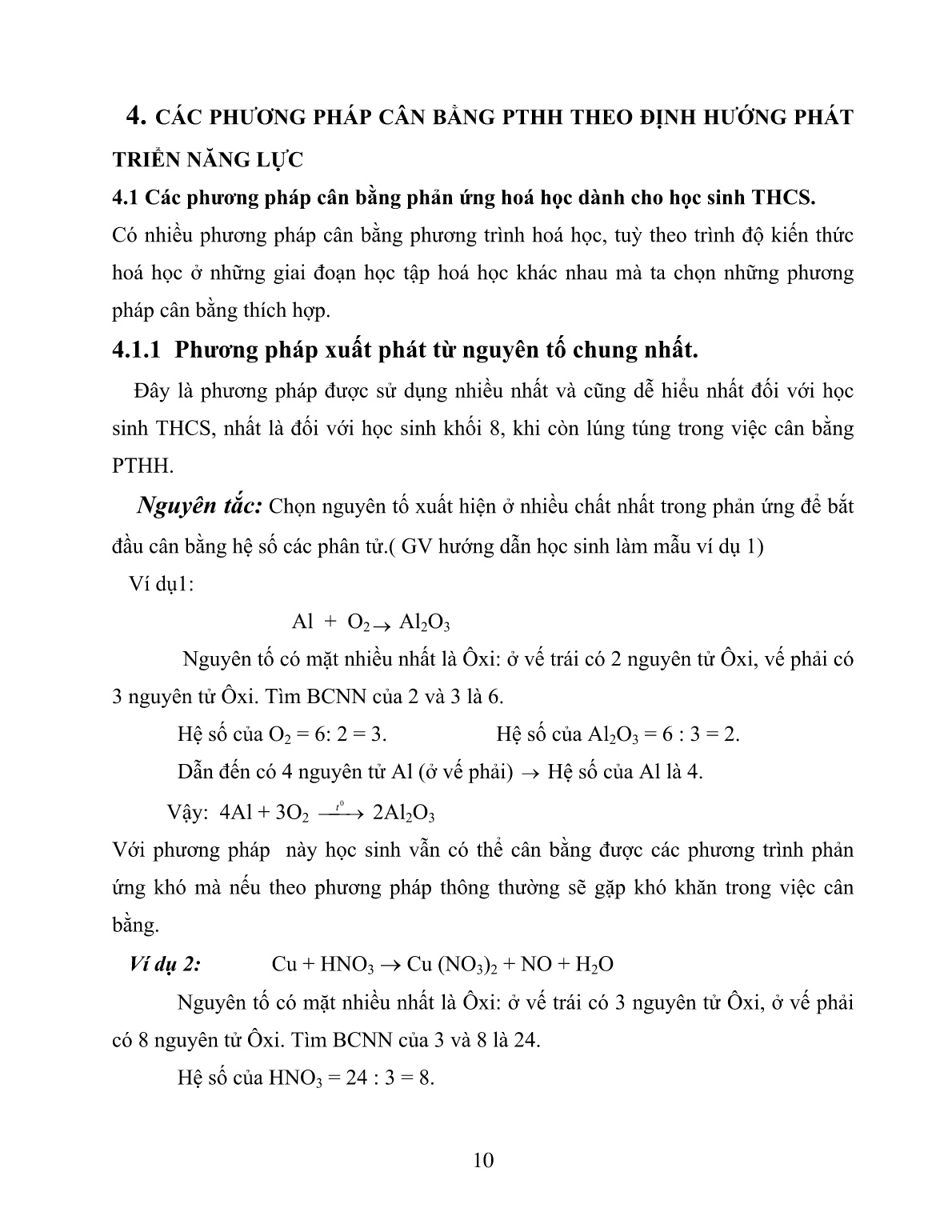 SKKN Các phương pháp cân bằng phương trình hoá học theo định hướng phát triển năng lực cho học sinh trang 10