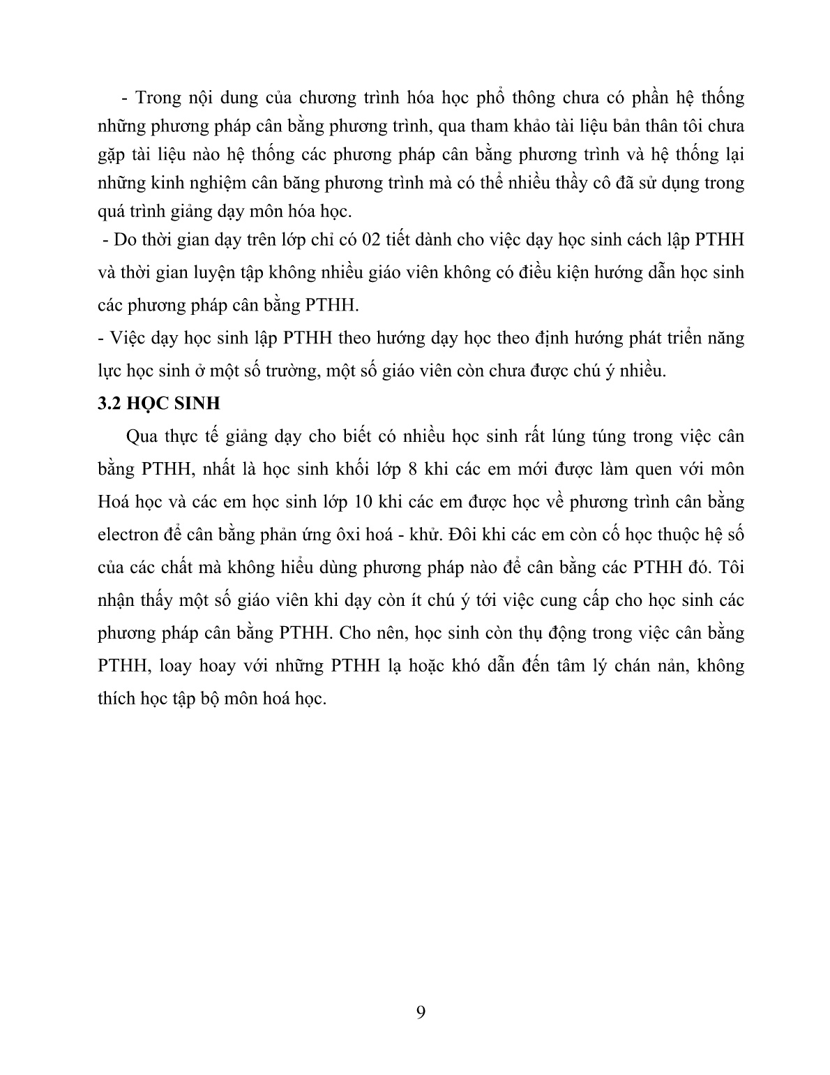 SKKN Các phương pháp cân bằng phương trình hoá học theo định hướng phát triển năng lực cho học sinh trang 9