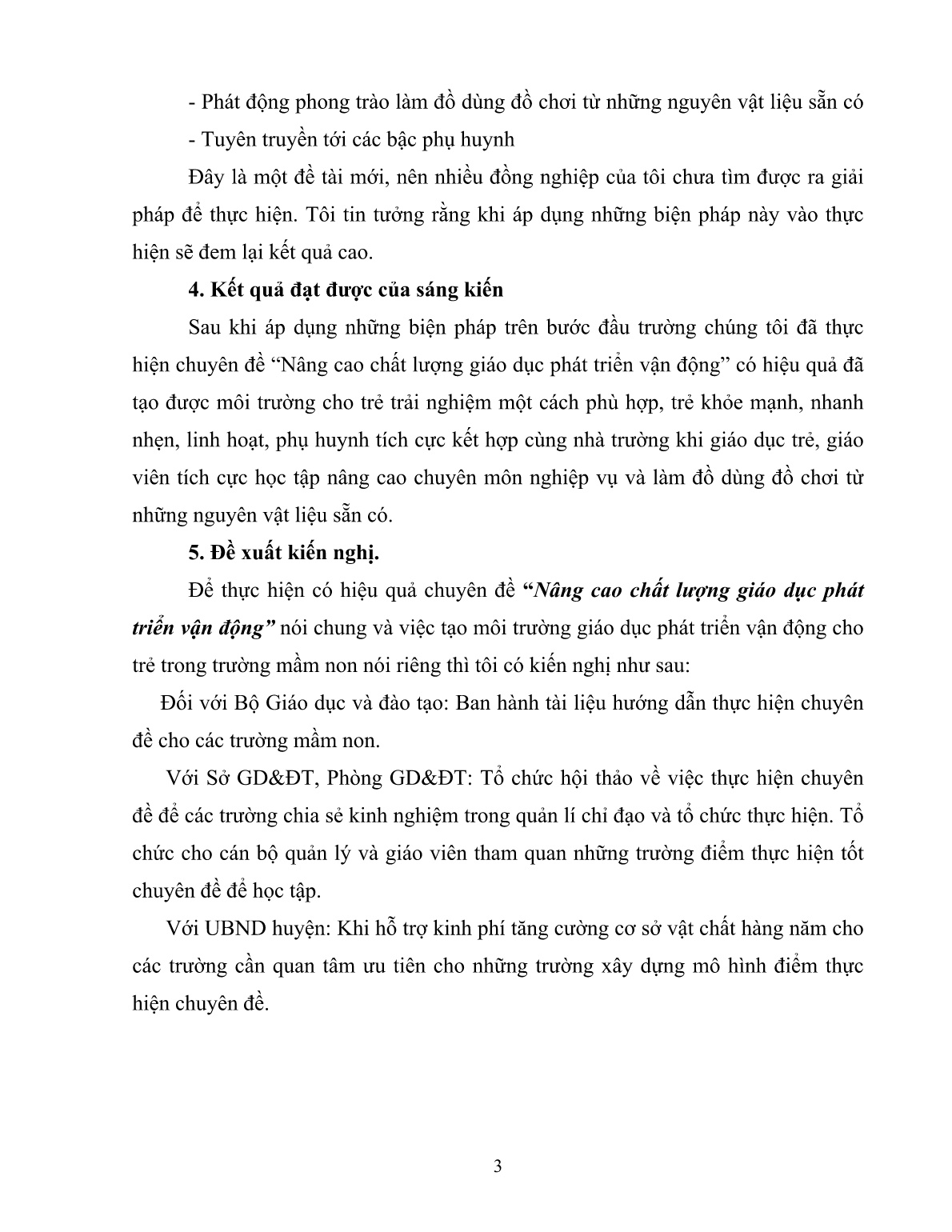 Sáng kiến kinh nghiệm Một số biện pháp tạo môi trường giáo dục phát triển vận động cho trẻ trong Trường Mầm non trang 3