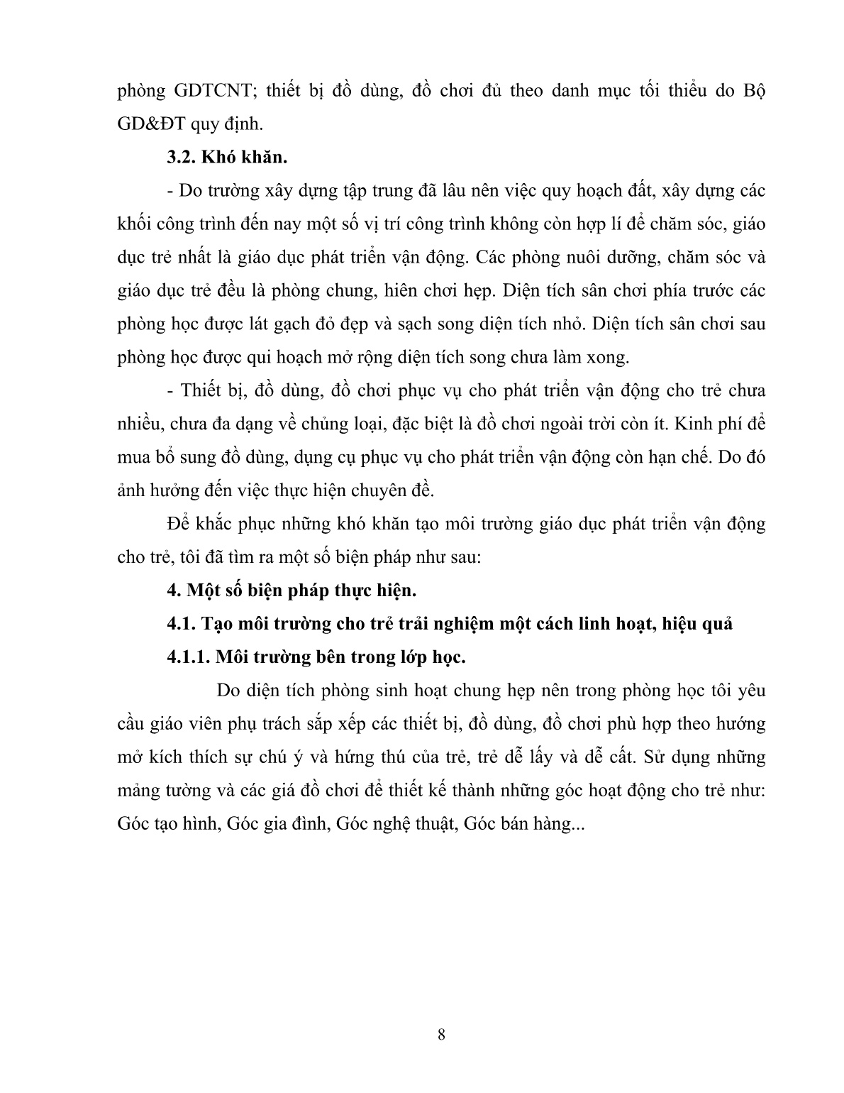 Sáng kiến kinh nghiệm Một số biện pháp tạo môi trường giáo dục phát triển vận động cho trẻ trong Trường Mầm non trang 8
