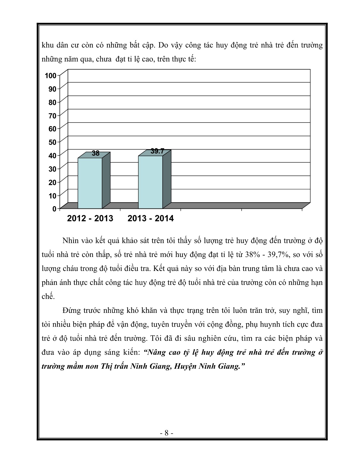 Sáng kiến kinh nghiệm Nâng cao tỷ lệ huy động trẻ nhà trẻ đến trường trang 8