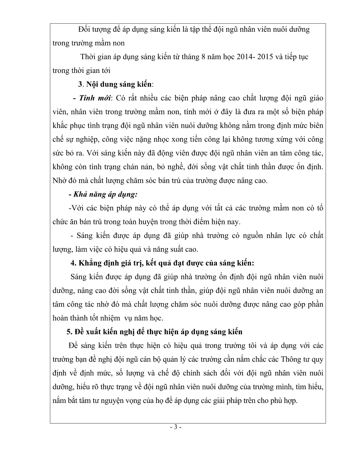 SKKN Biện pháp giải quyết bất cập nhằm nâng cao đời sống cho đội ngũ nhân viên nuôi dưỡng trong Trường Mầm non trang 3