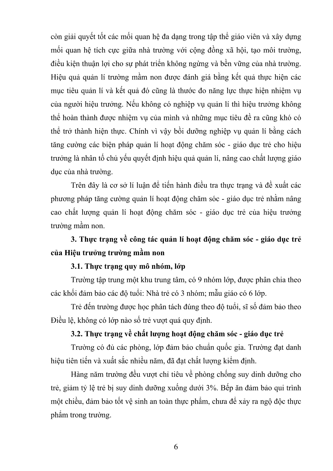 SKKN Các phương pháp tăng cường quản lí hoạt động chăm sóc - Giáo dục trẻ của hiệu trưởng Trường Mầm non trang 6