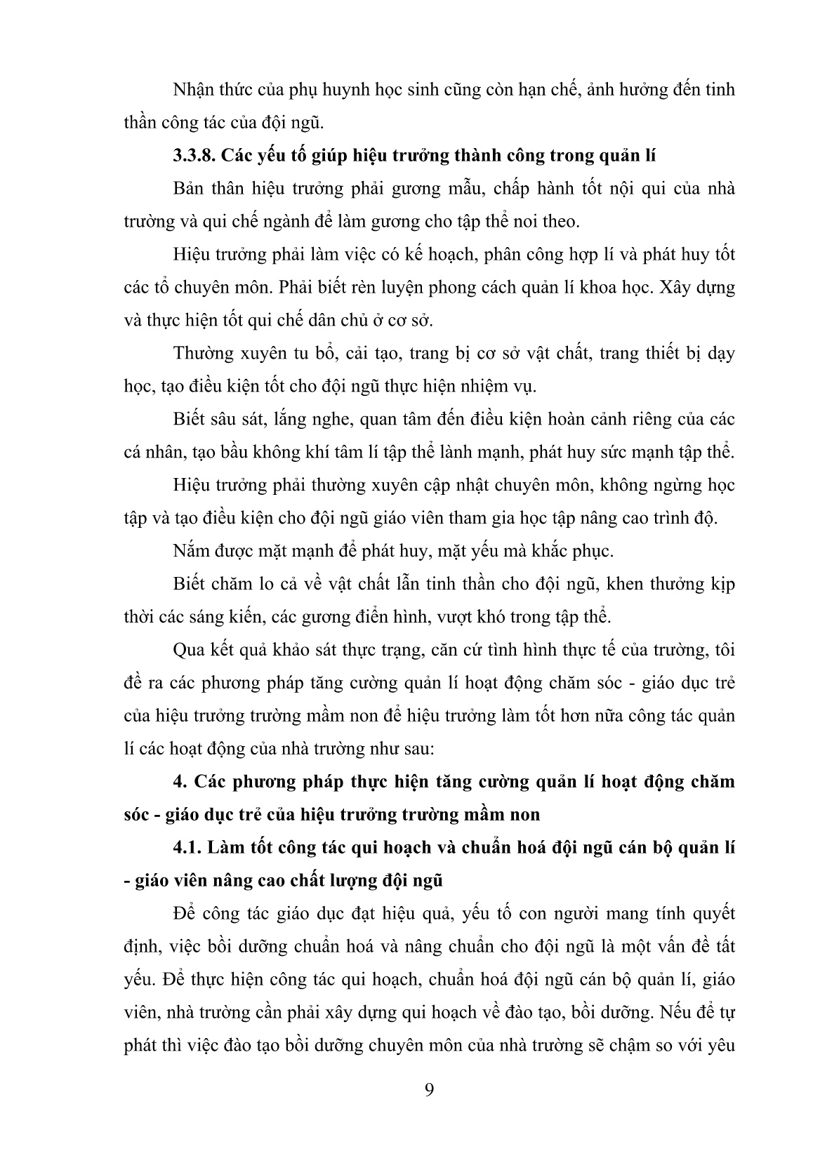 SKKN Các phương pháp tăng cường quản lí hoạt động chăm sóc - Giáo dục trẻ của hiệu trưởng Trường Mầm non trang 9