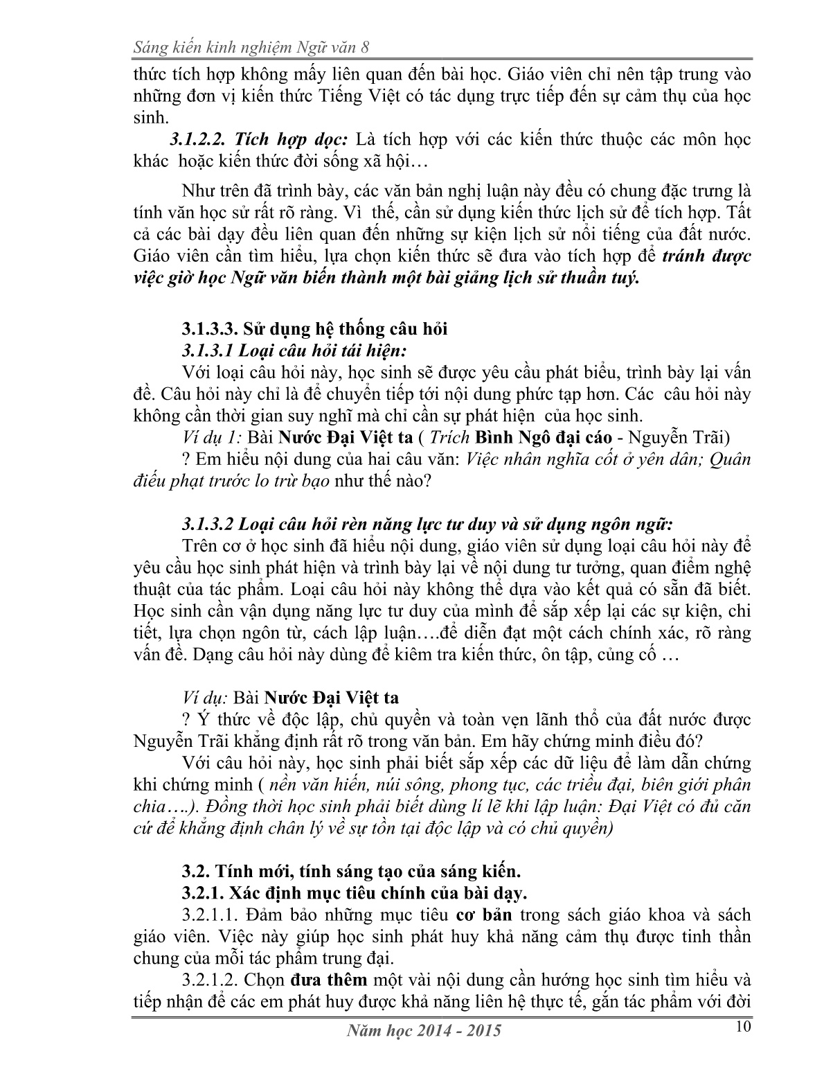 SKKN Vận dụng kiến thức liên môn và phương pháp tích hợp để dạy văn bản nghị luận trung đại Việt Nam trang 10