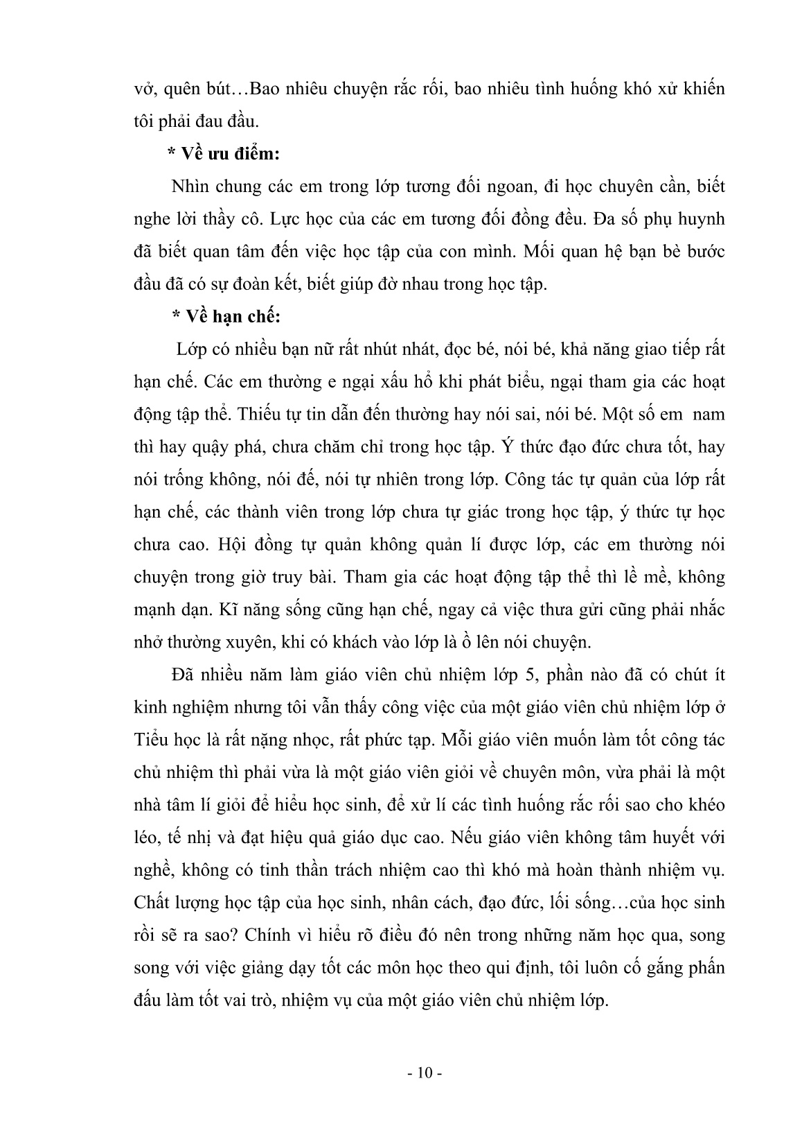 Sáng kiến kinh nghiệm Một số biện pháp nhằm nâng cao hiệu quả công tác chủ nhiệm ở khối Lớp 5 trang 10