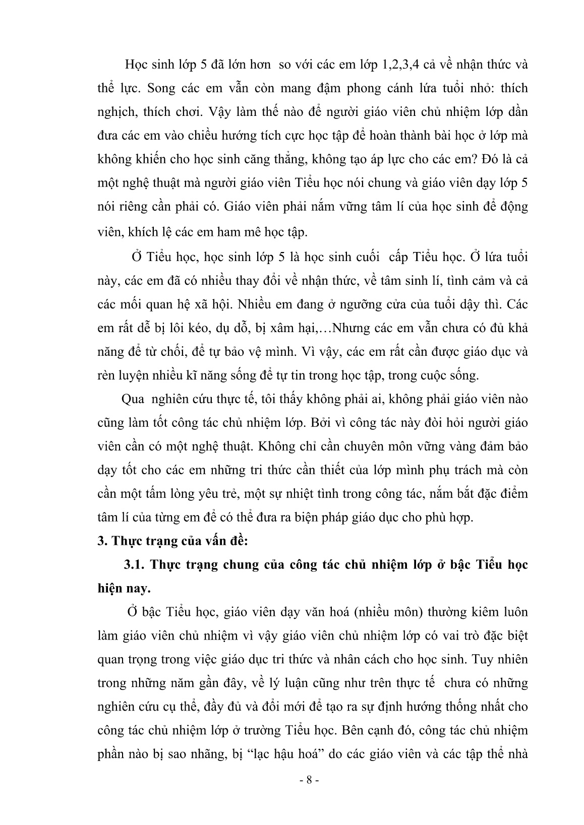 Sáng kiến kinh nghiệm Một số biện pháp nhằm nâng cao hiệu quả công tác chủ nhiệm ở khối Lớp 5 trang 8