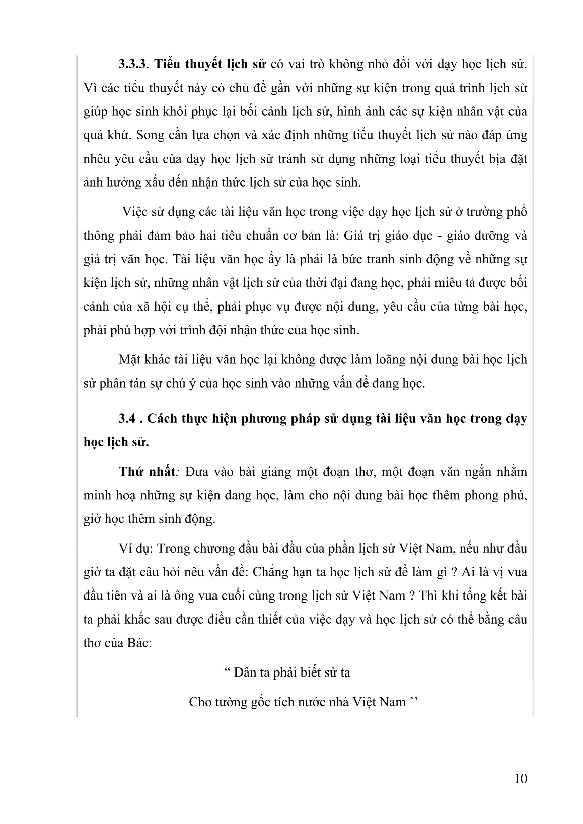 Sáng kiến kinh nghiệm Sử dụng tài liệu Ngữ văn trong dạy học Lịch sử ở Trường THCS trang 10