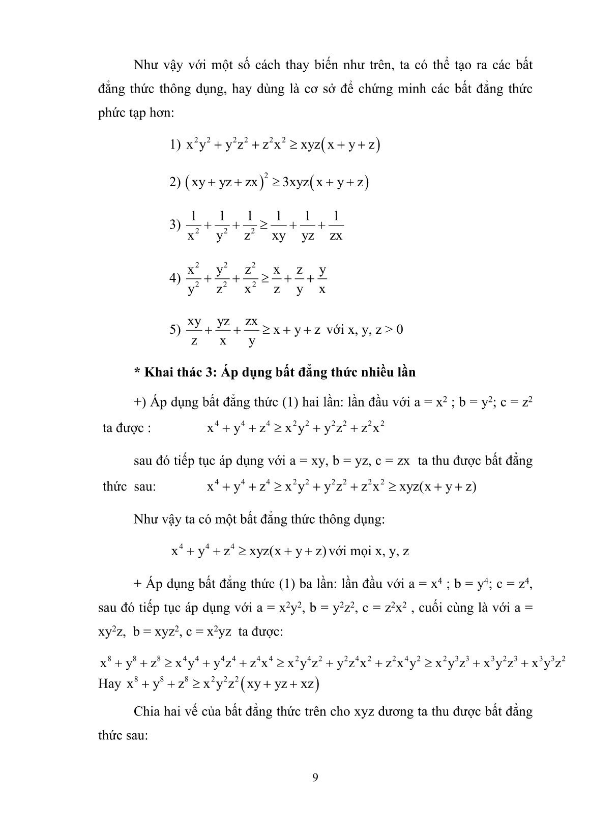 Sáng kiến kinh nghiệm Bất đẳng thức a² + b² + c² ≥ ab + bc + ca và các bài toán áp dụng trang 9