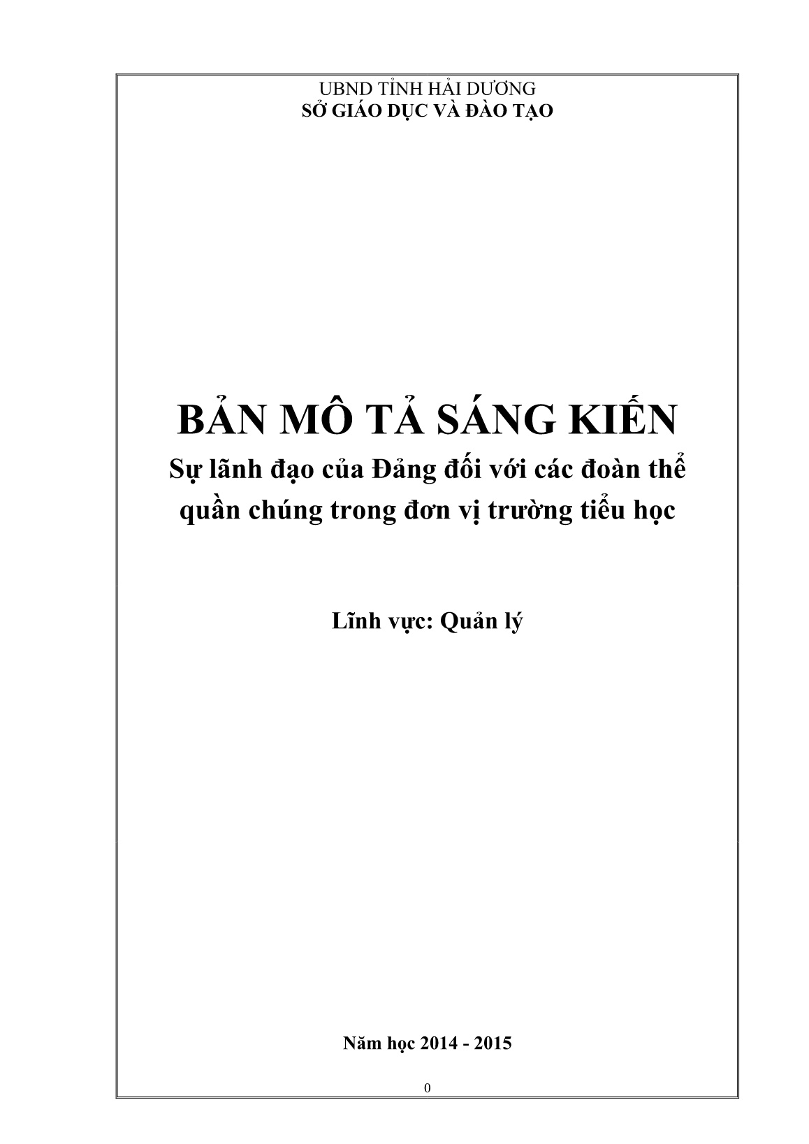 Sự lãnh đạo của đảng đối với các đoàn thể quần chúng trong đơn vị Trường Tiểu học trang 1