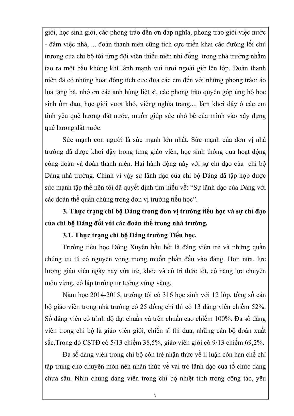 Sự lãnh đạo của đảng đối với các đoàn thể quần chúng trong đơn vị Trường Tiểu học trang 8