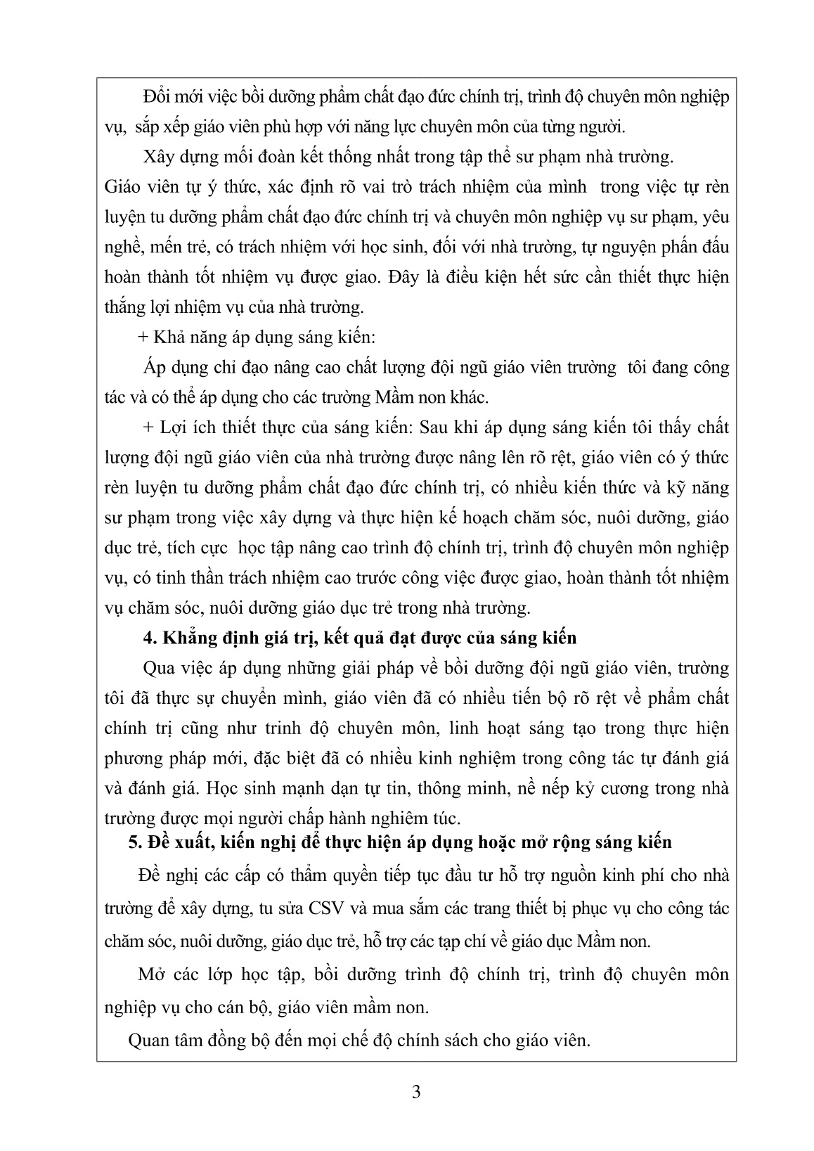 SKKN Nâng cao chất lượng đội ngũ giáo viên theo chuẩn nghề nghiệp giáo viên Mầm non trang 3