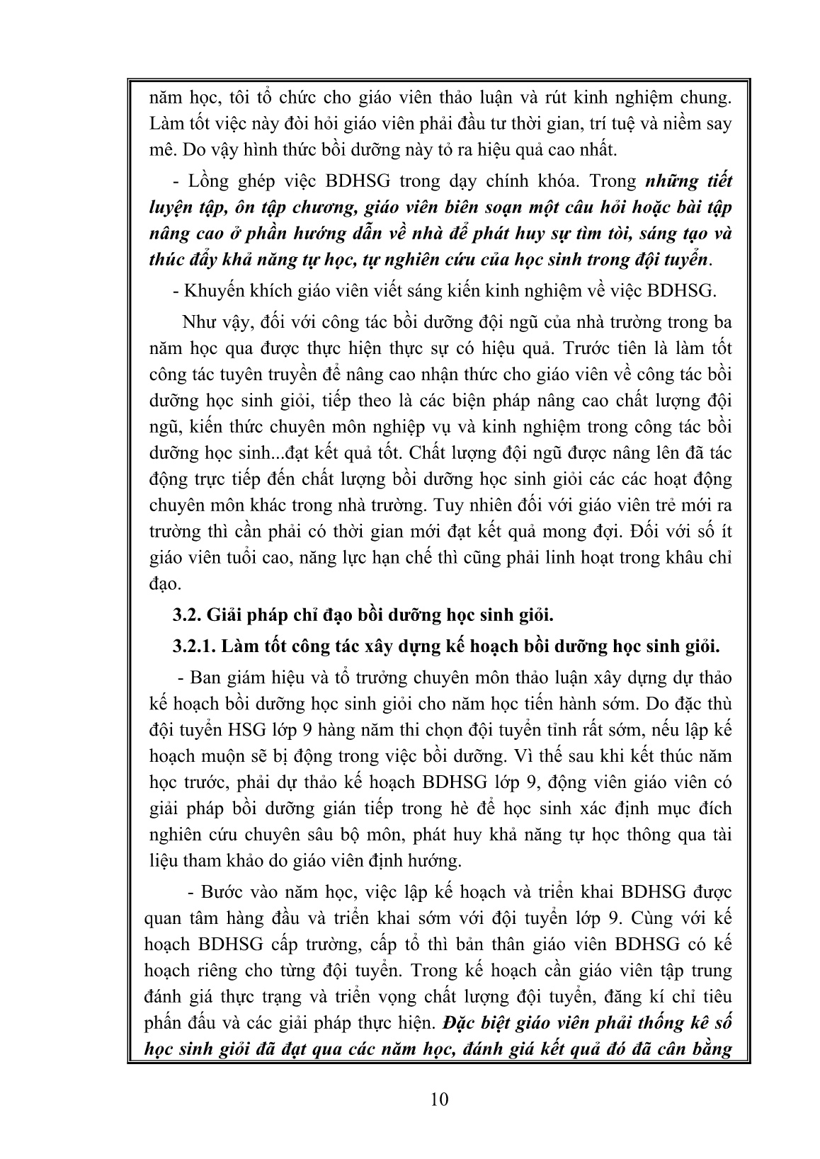 SKKN Đổi mới công tác quản lí, chỉ đạo bồi dưỡng học sinh giỏi để xây dựng trường đạt chuẩn quốc gia trang 10