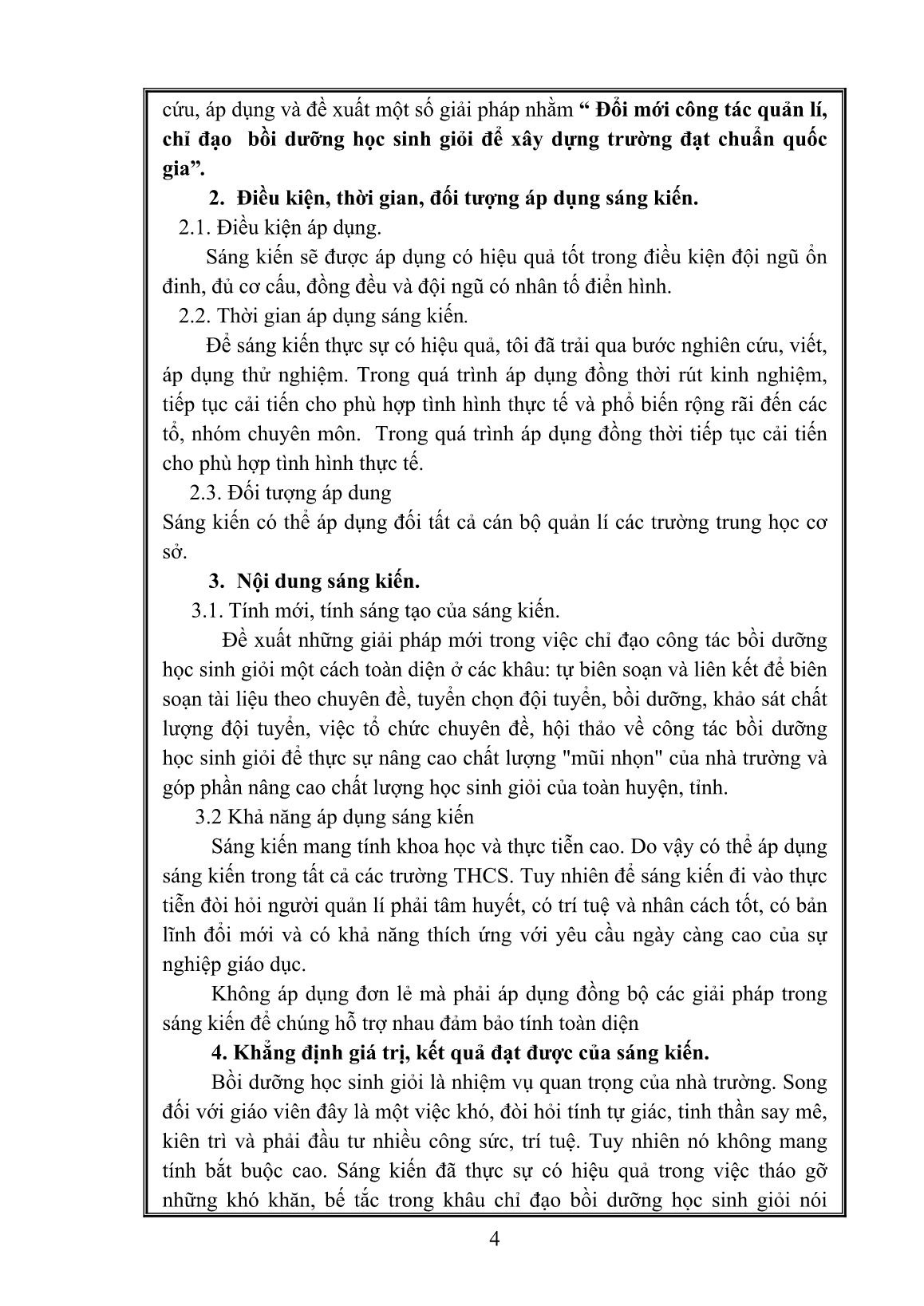 SKKN Đổi mới công tác quản lí, chỉ đạo bồi dưỡng học sinh giỏi để xây dựng trường đạt chuẩn quốc gia trang 4