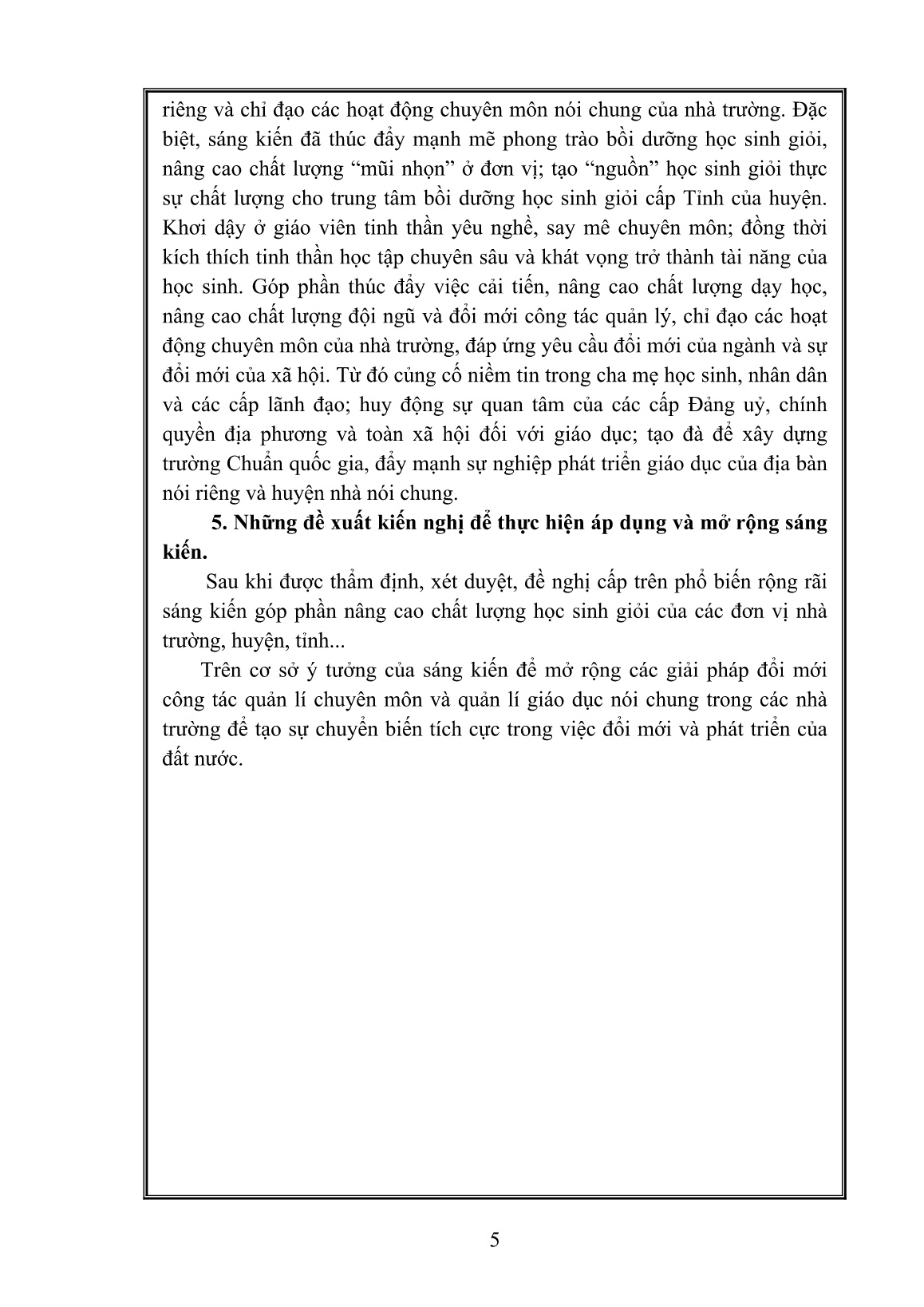 SKKN Đổi mới công tác quản lí, chỉ đạo bồi dưỡng học sinh giỏi để xây dựng trường đạt chuẩn quốc gia trang 5