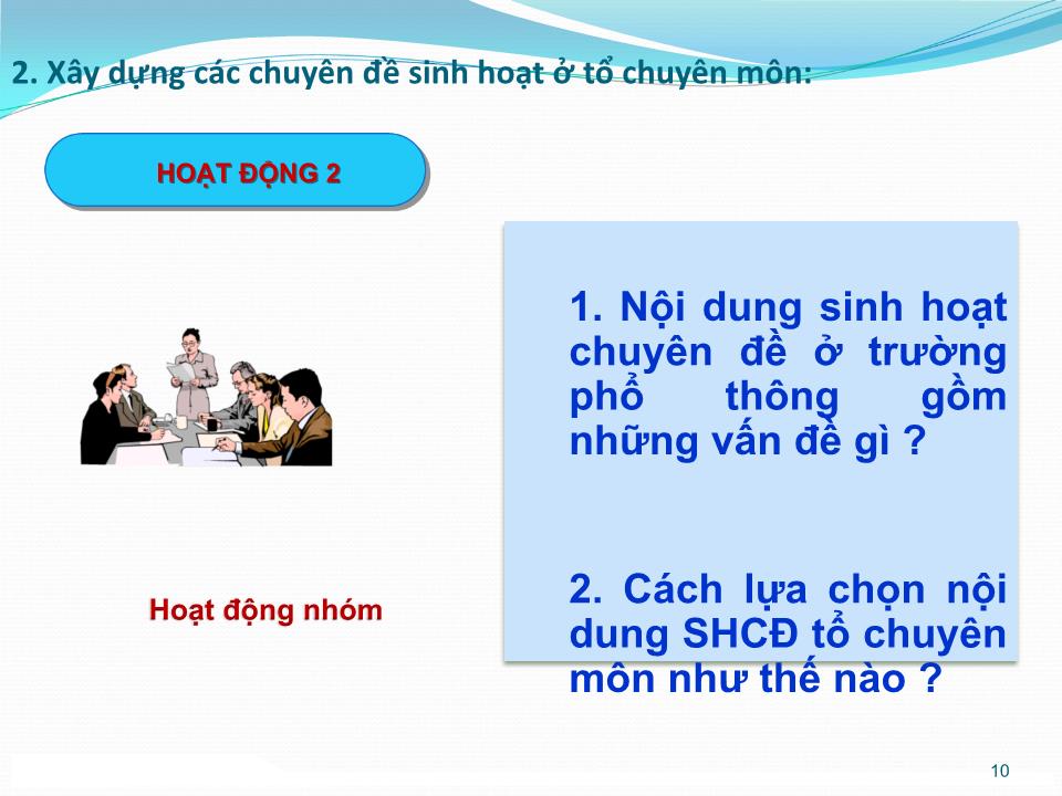 Chuyên đề Sinh hoạt chuyên đề của tổ chuyên môn - Sở GD&ĐT Hải Dương trang 10