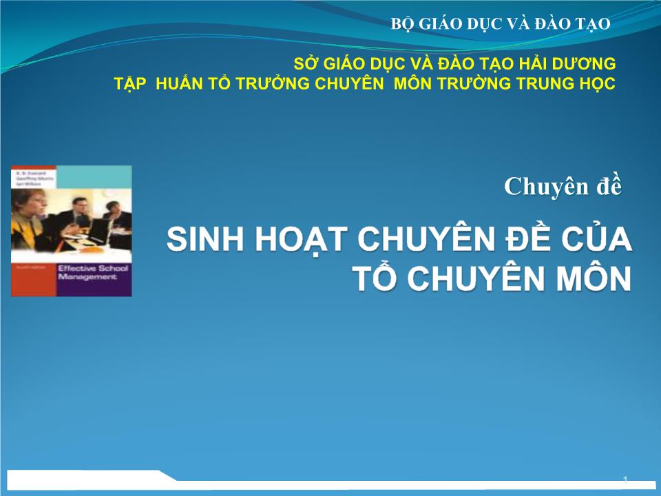 Chuyên đề Sinh hoạt chuyên đề của tổ chuyên môn - Sở GD&ĐT Hải Dương trang 1