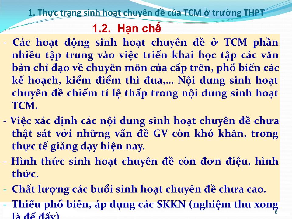 Chuyên đề Sinh hoạt chuyên đề của tổ chuyên môn - Sở GD&ĐT Hải Dương trang 6