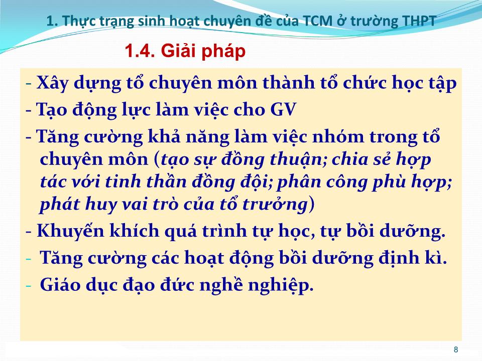 Chuyên đề Sinh hoạt chuyên đề của tổ chuyên môn - Sở GD&ĐT Hải Dương trang 8