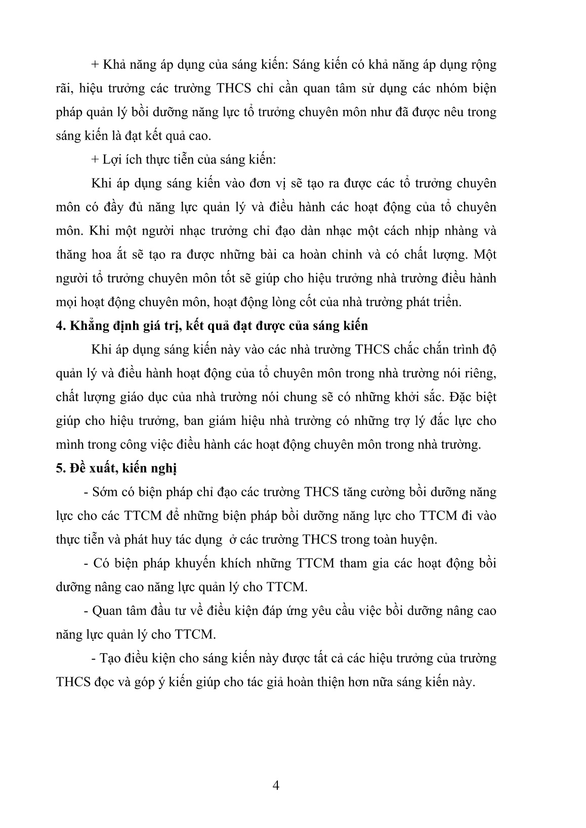 SKKN Biện pháp quản lý bồi dưỡng nâng cao năng lực cho tổ trưởng chuyên môn ở Trường Trung học cơ sở trang 4